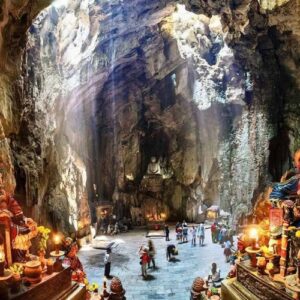 Lady Buddha (Son Tra) and Marble mountains with Hell Cave